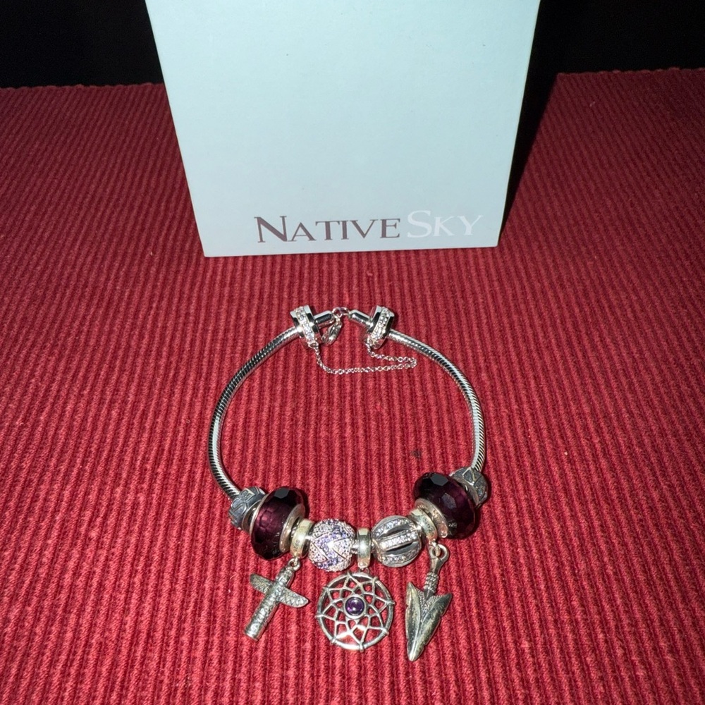 Native Sky Silver and Purple Charm Bracelet